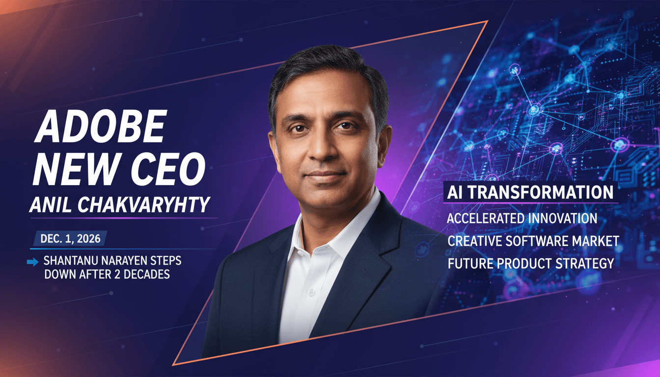 Anil Chakravarthy, newly appointed CEO of Adobe, with a focus on AI-driven solutions.