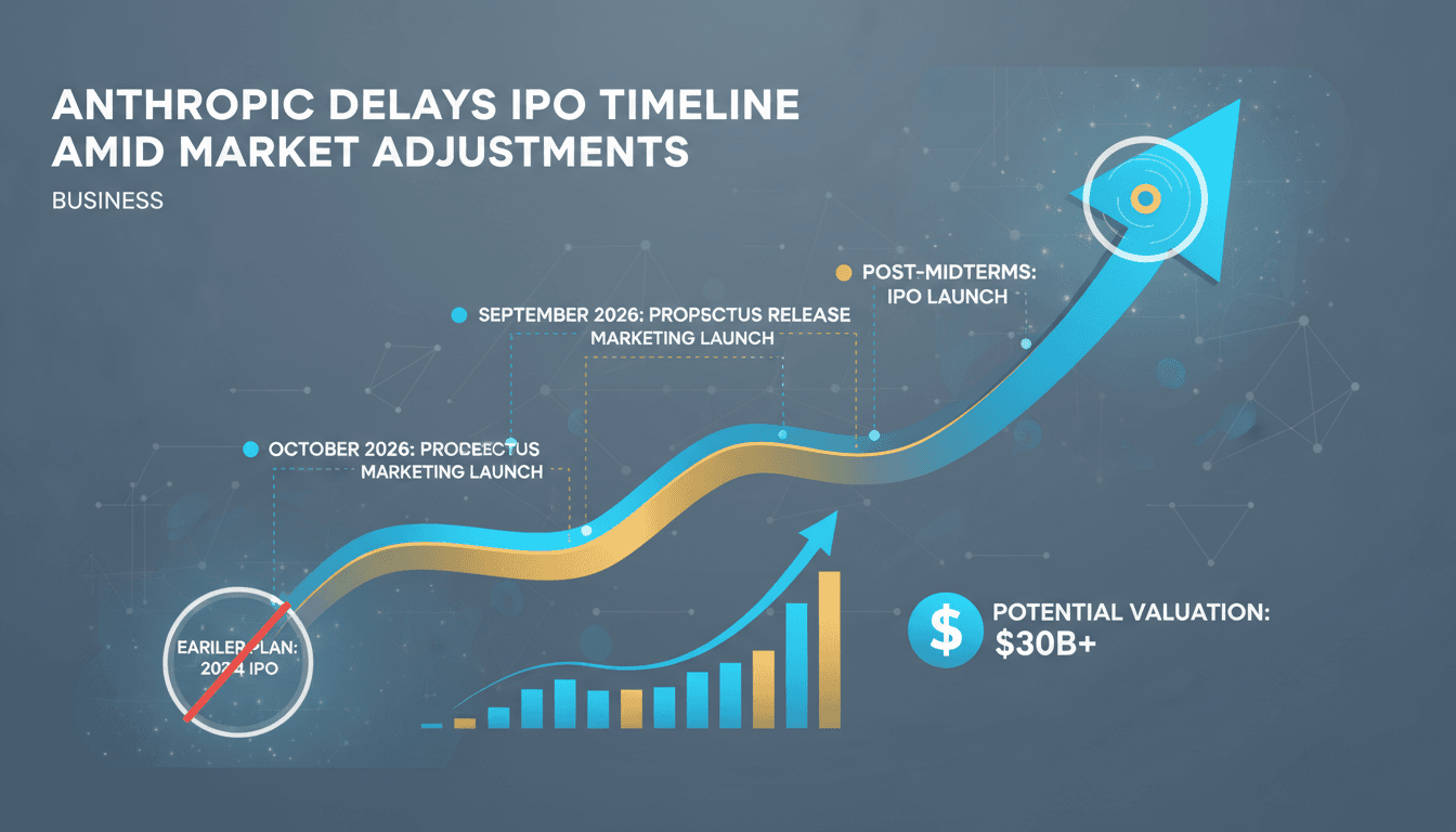 Infographic detailing Anthropic's IPO timeline and speculative valuation.