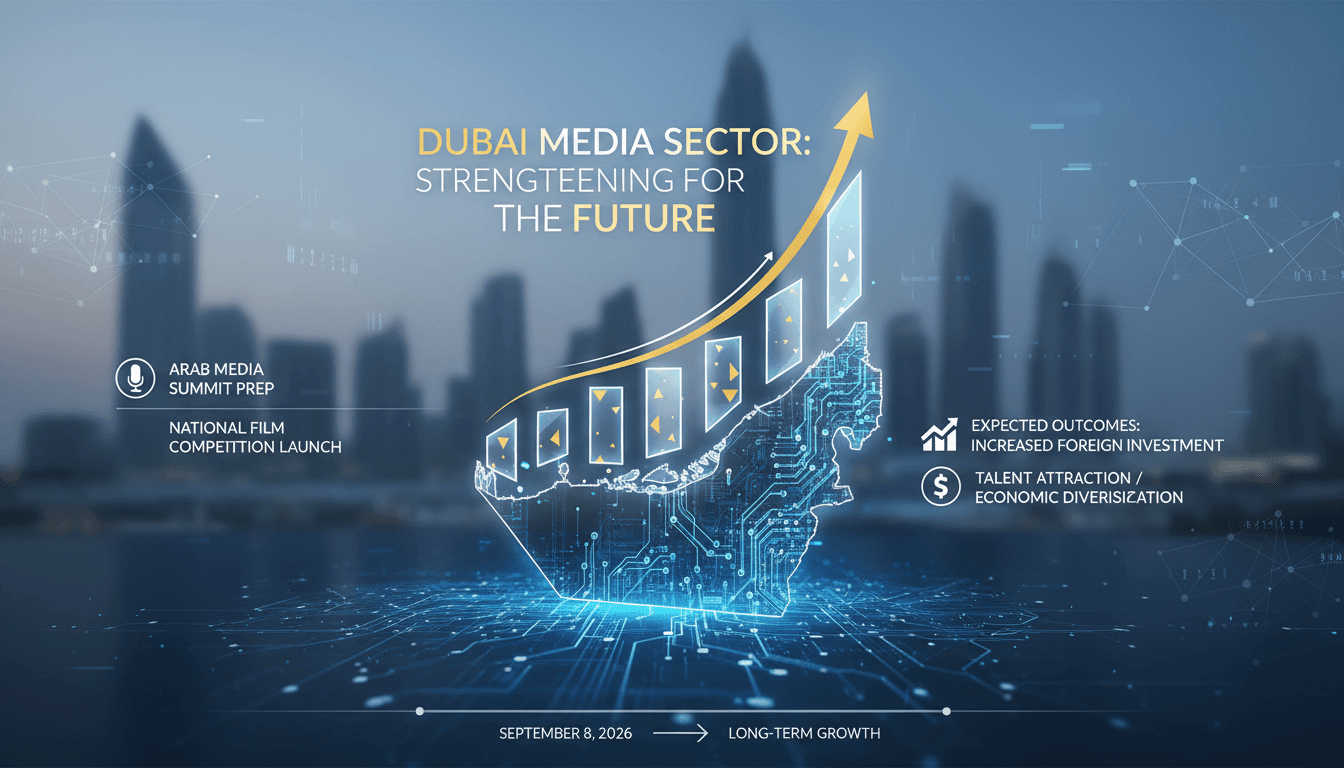 Sheikh Ahmed bin Mohammed at the Dubai Media Council meeting discussing media sector growth and initiatives.