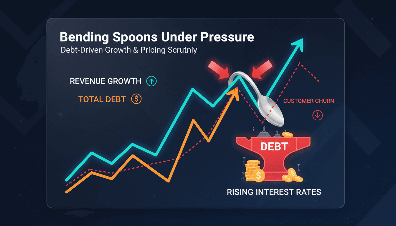 Financial analysis of Bending Spoons showing revenue growth, debt levels, and customer retention risks.