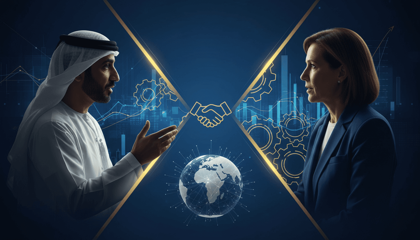 Sheikh Khaled bin Mohamed and Jane Fraser in a meeting discussing banking cooperation in Abu Dhabi.