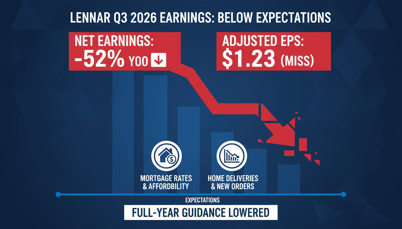Infographic detailing Lennar Corporation's Q3 2026 earnings and housing market challenges.