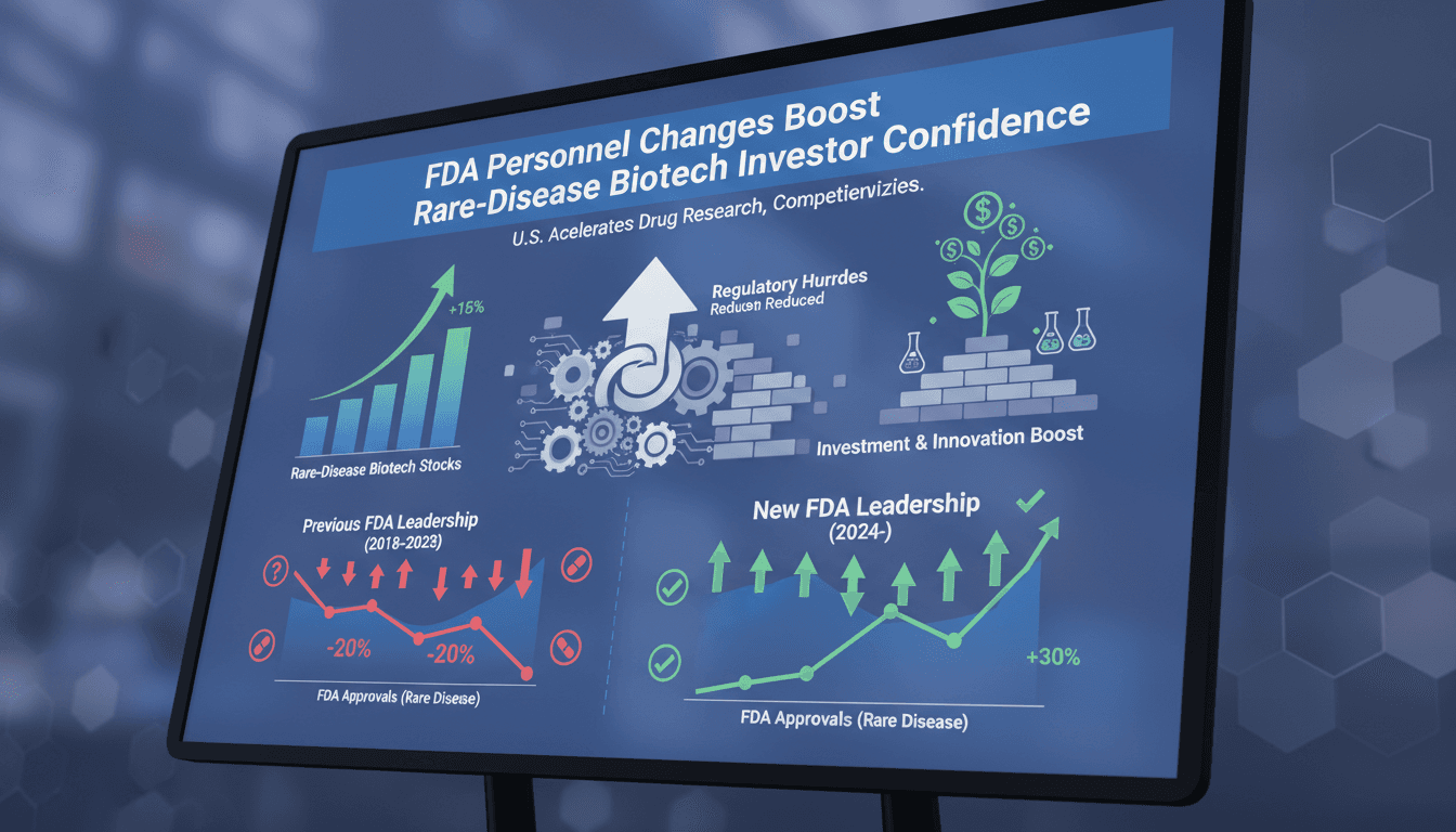 Infographic showing the rebound of rare-disease biotech stocks and FDA approval rates.