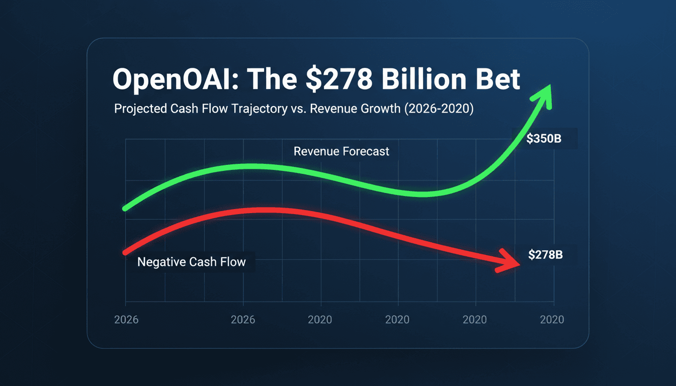 A graph showing OpenAI's projected cash flow and revenue growth through 2030.
