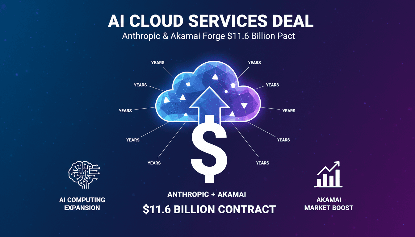 Infographic illustrating Anthropic's $11.6 billion cloud services agreement with Akamai Technologies.