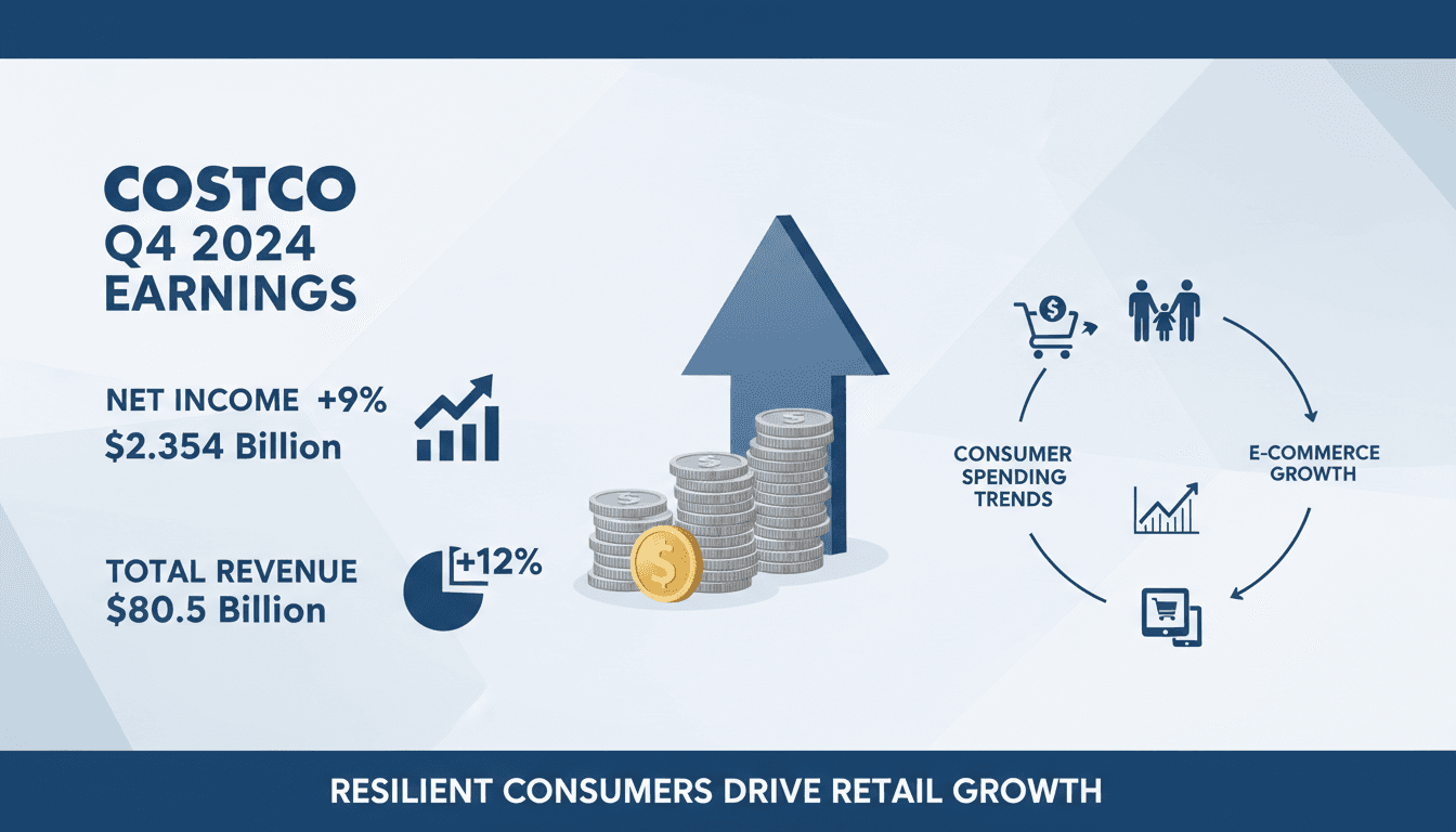 Infographic detailing Costco's fiscal Q4 financial performance and consumer spending trends.