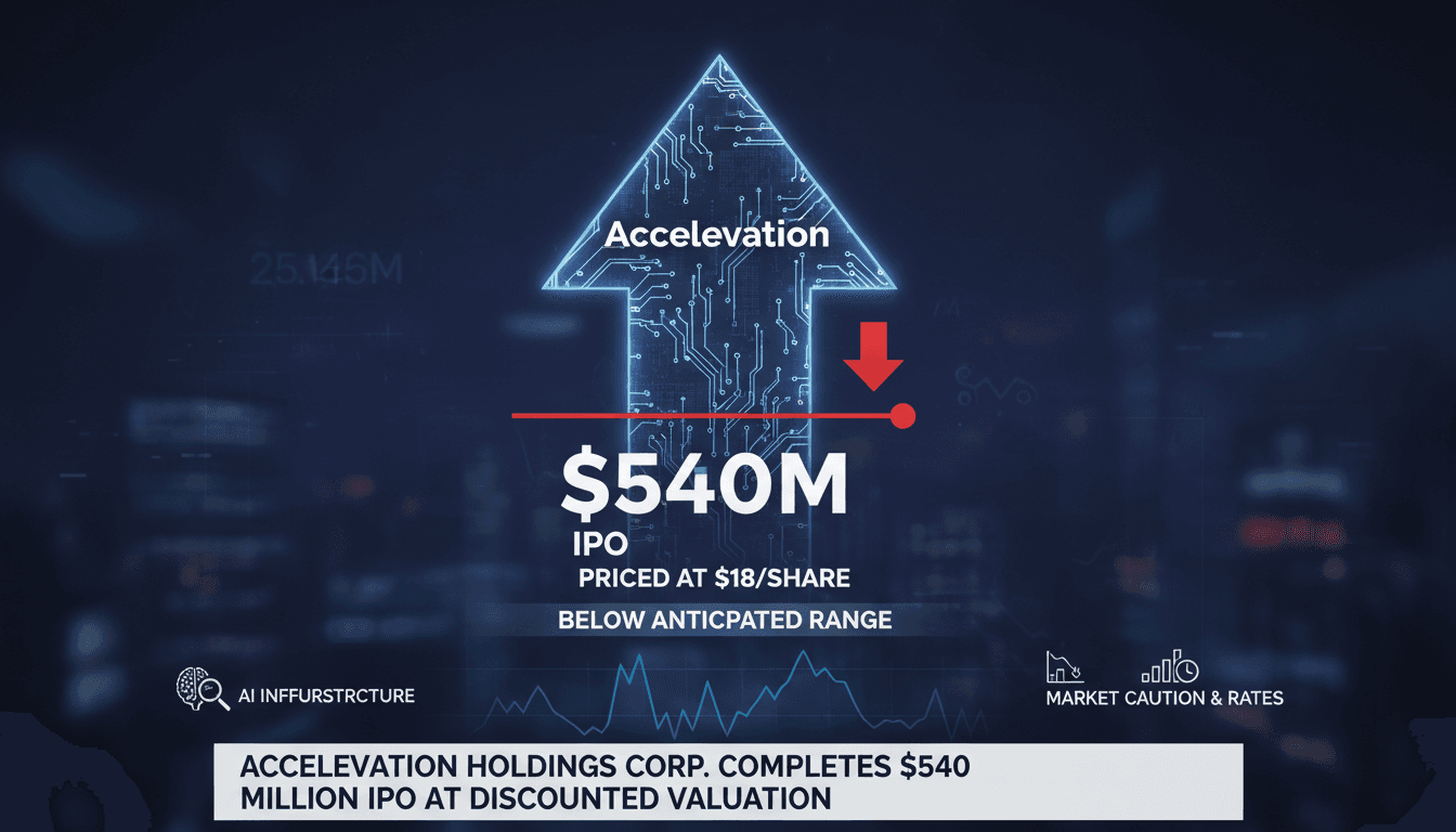 Accelevation's IPO details and market context in a bold graphic.