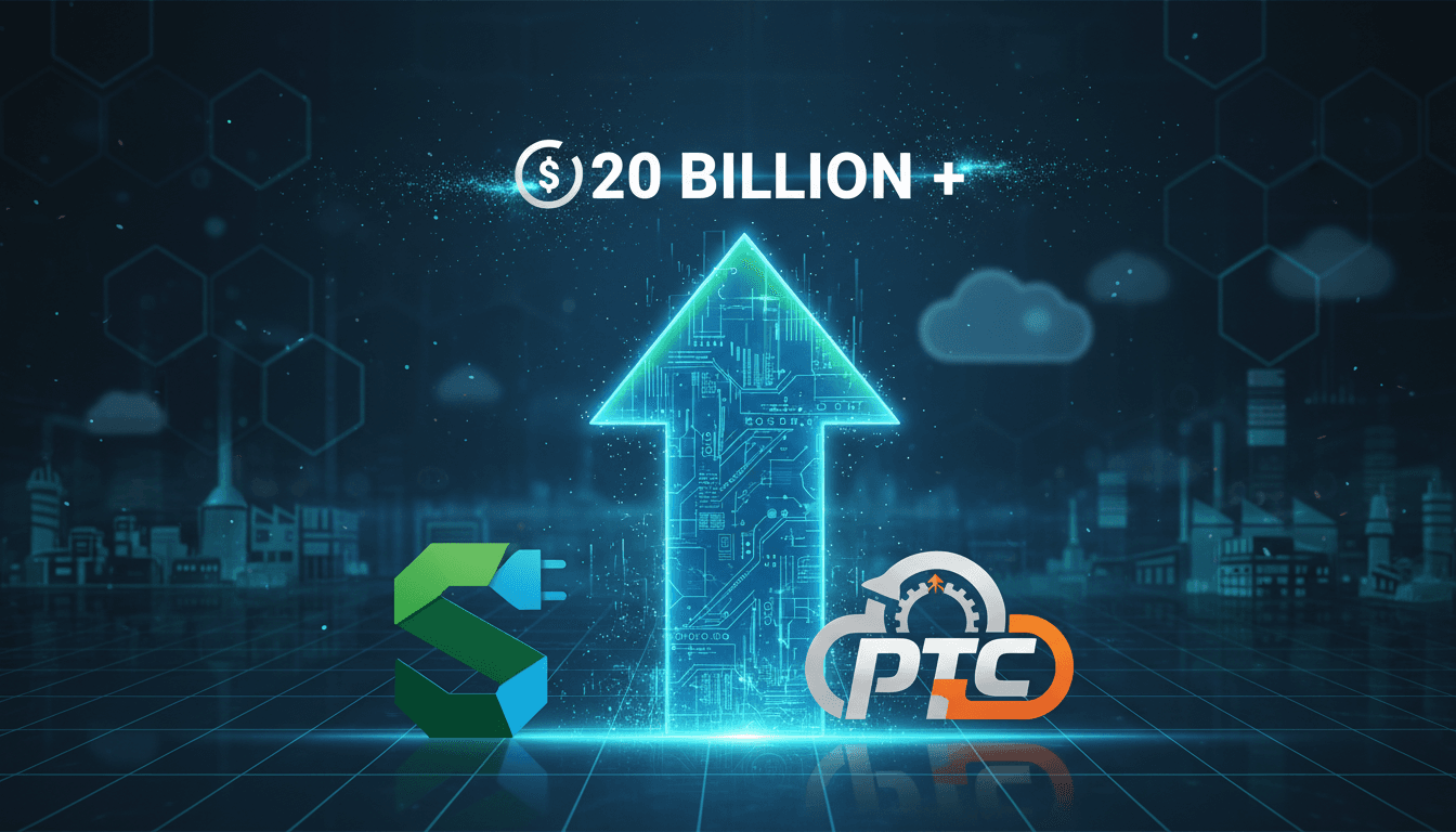 A visual representation of Schneider Electric's potential $20 billion acquisition of PTC, highlighting industrial software advancements.
