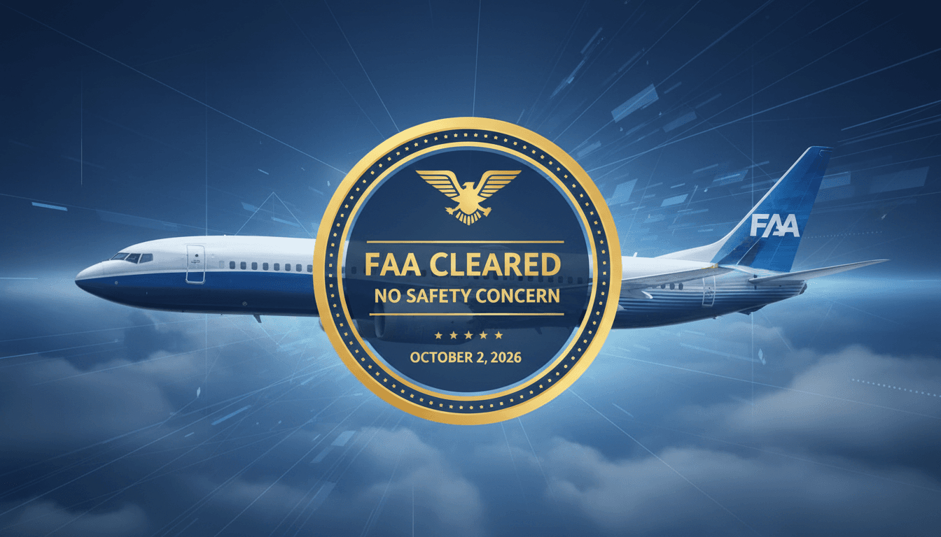Boeing 737 MAX 10 with FAA safety seal, highlighting the software glitch clearance.