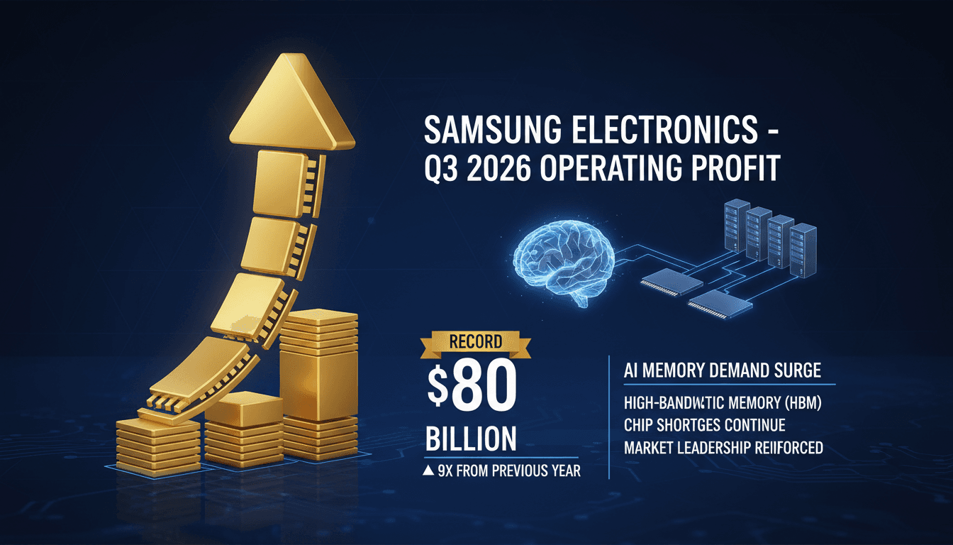 Infographic showing Samsung's record Q3 profit and AI memory demand statistics.