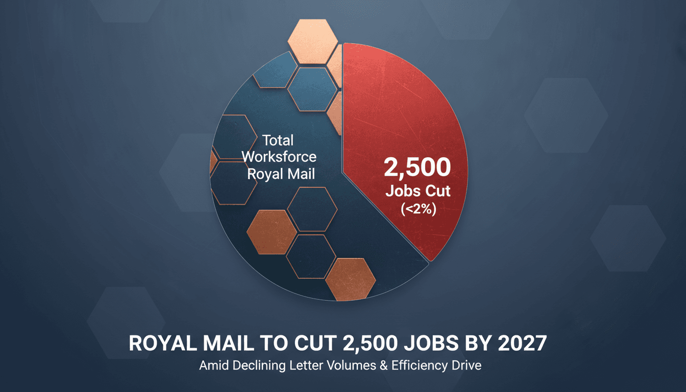 Infographic illustrating Royal Mail's job cuts and workforce percentage.