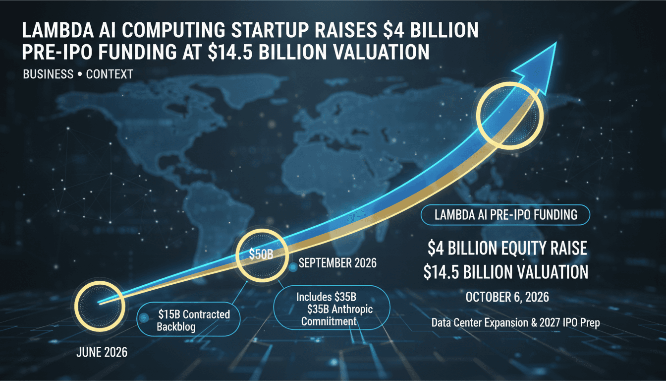 Infographic illustrating Lambda AI's funding growth and market demand for AI infrastructure.