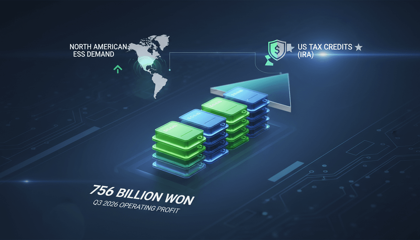 Infographic showing LG Energy Solution's Q3 2026 operating profit and growth factors.