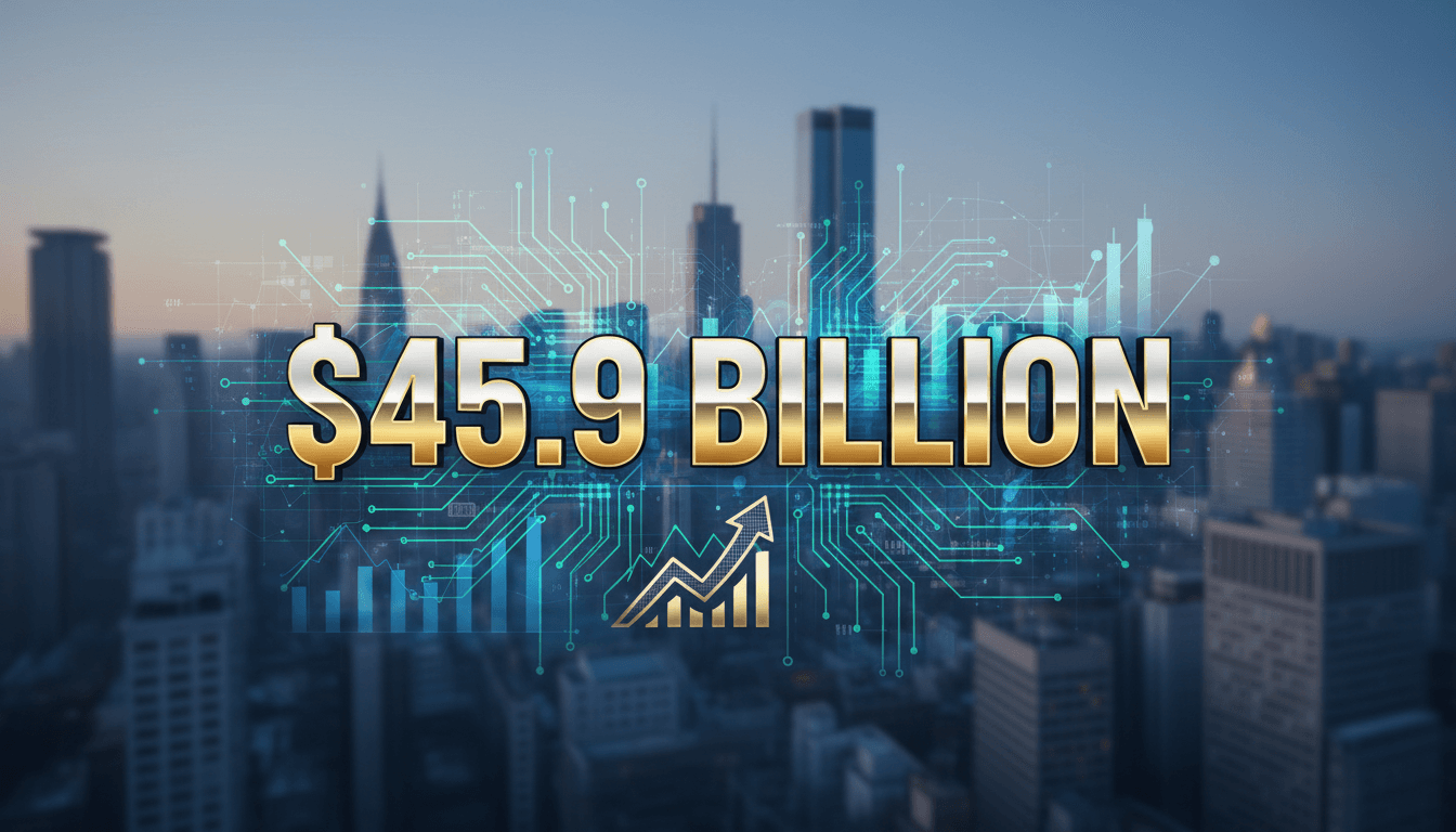 A financial graph illustrating Wall Street's record $45.9 billion profits for the first half of 2026.