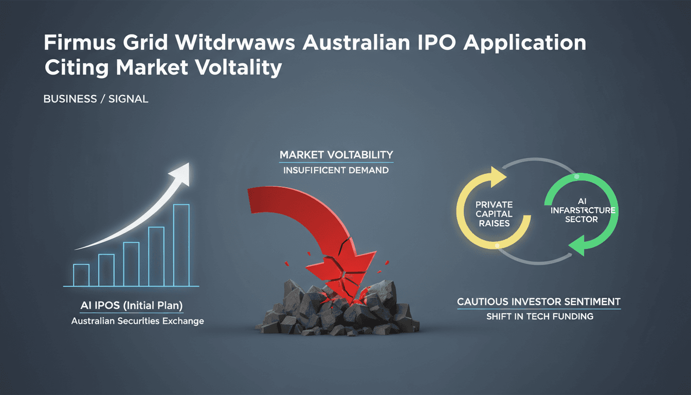Infographic showing the implications of Firmus Grid's IPO withdrawal on AI infrastructure investments.