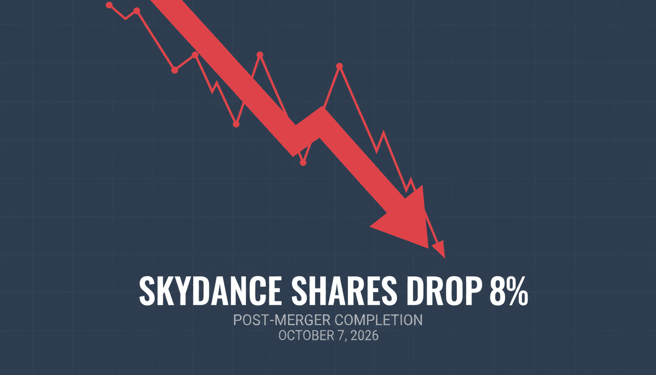 A visual representation of Skydance stock performance following the merger with Warner Bros. Discovery.