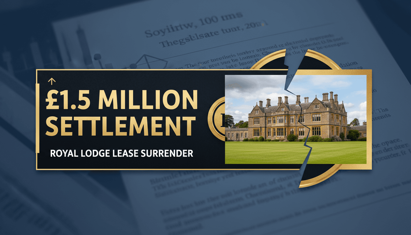 King Charles overseeing the Royal Lodge estate, highlighting the £1.5 million lease settlement.
