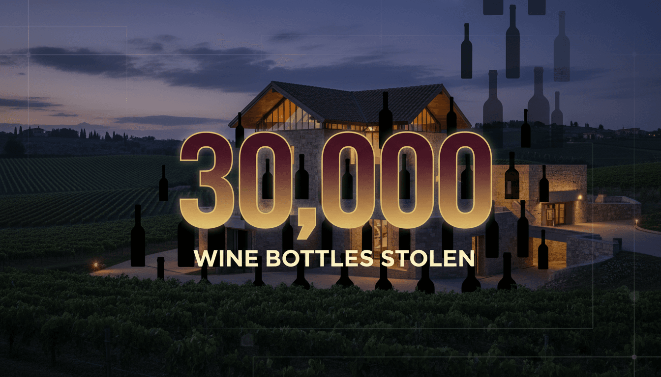 A visual representation of the Marchesi Antinori winery with a focus on the stolen 30,000 bottles of wine.
