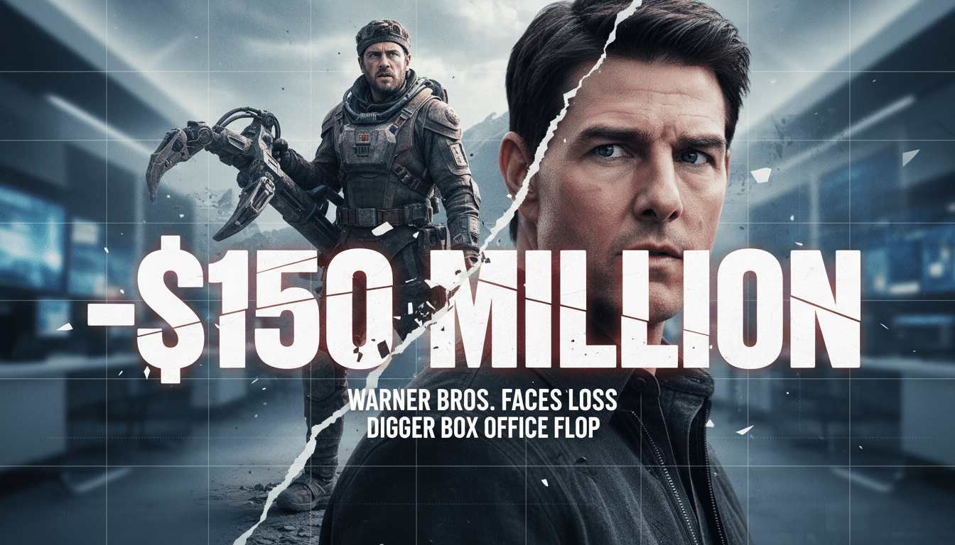 A graphic depicting Warner Bros. $150 million loss on 'Digger' with Tom Cruise's image.