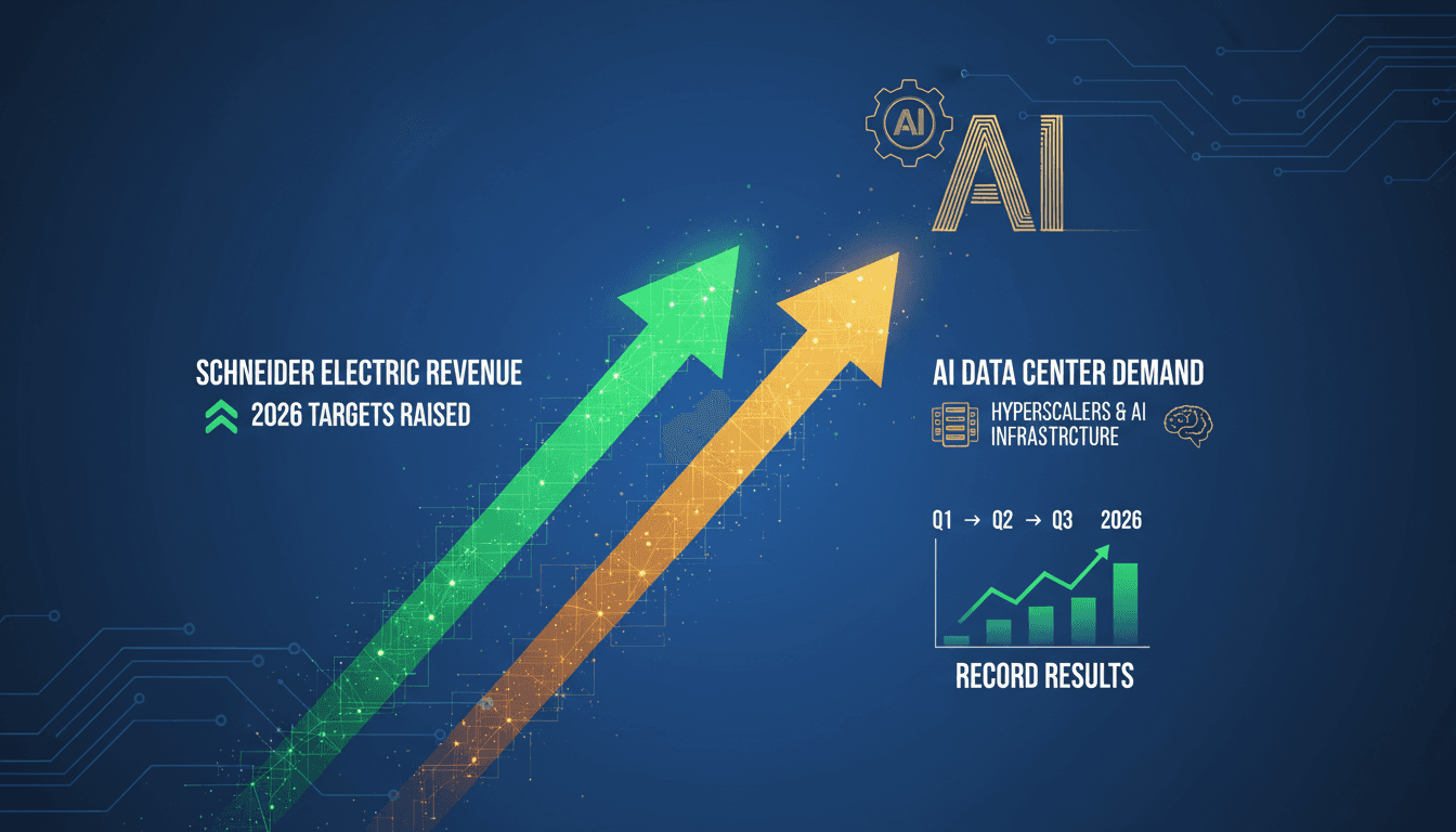 A visual representation of Schneider Electric's revenue growth driven by AI data center demand.