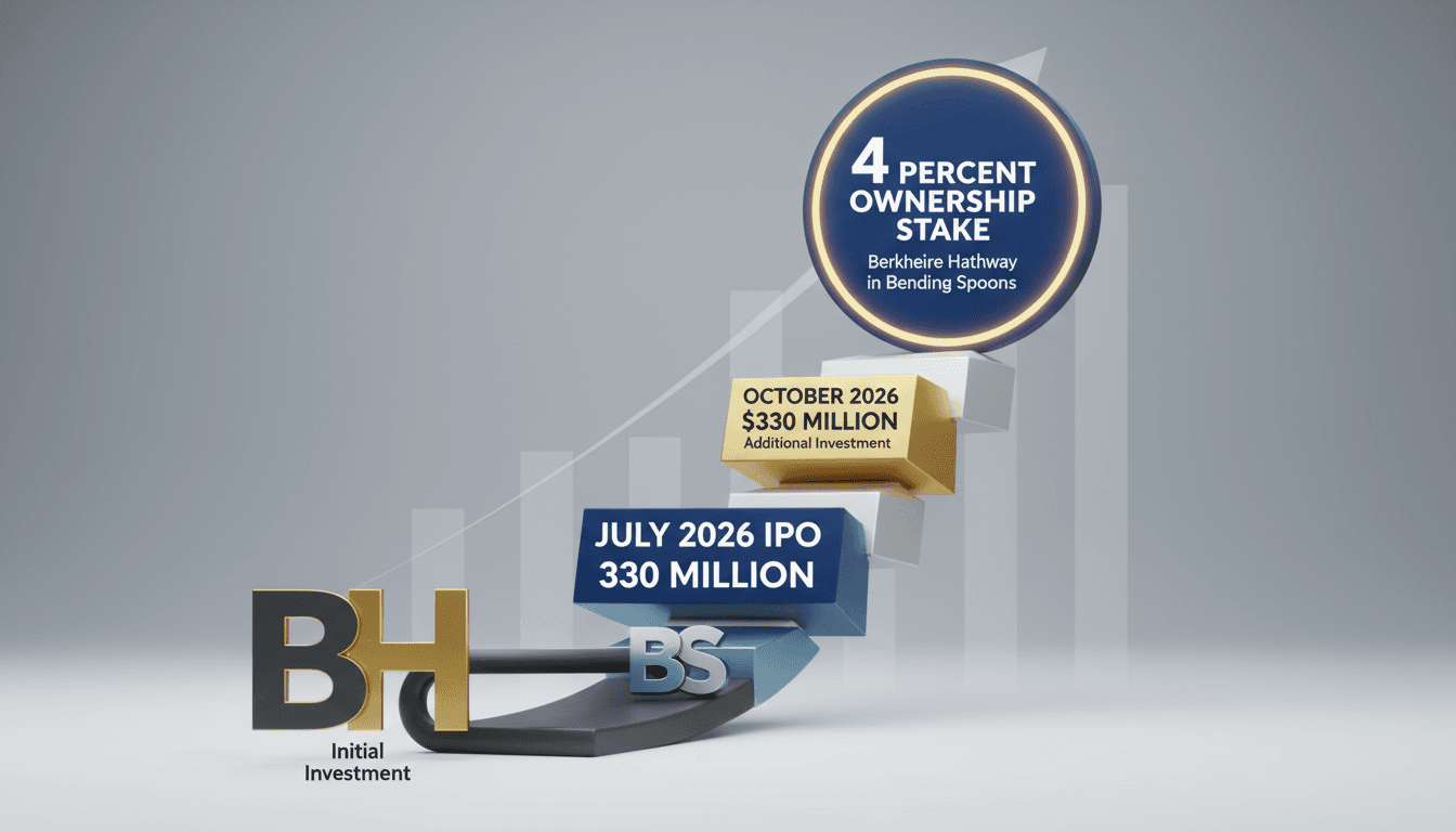 A visual representation of Berkshire Hathaway's investment in Bending Spoons, highlighting the $330 million figure and growth potential.