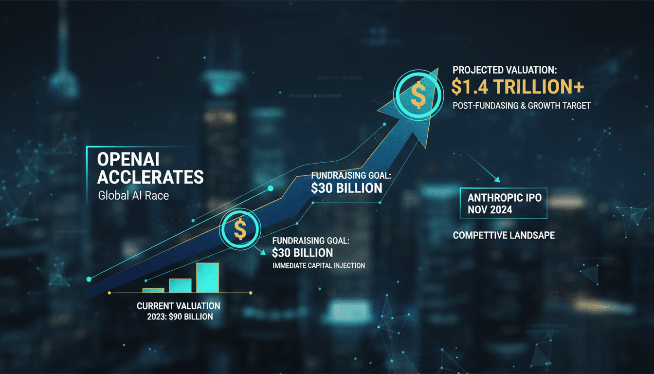 Infographic illustrating OpenAI's funding milestones and projected valuation growth.