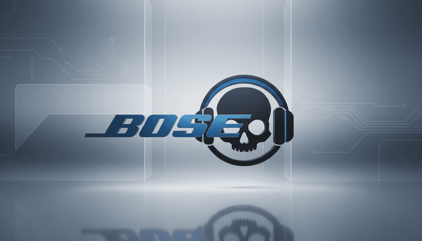 A graphic showing the Bose and Skullcandy logos intertwined, representing their merger in the audio market.