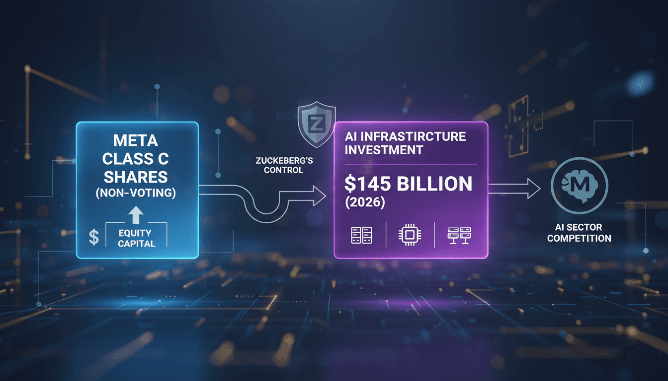Infographic showing Meta's Class C shares and projected AI capital expenditures.