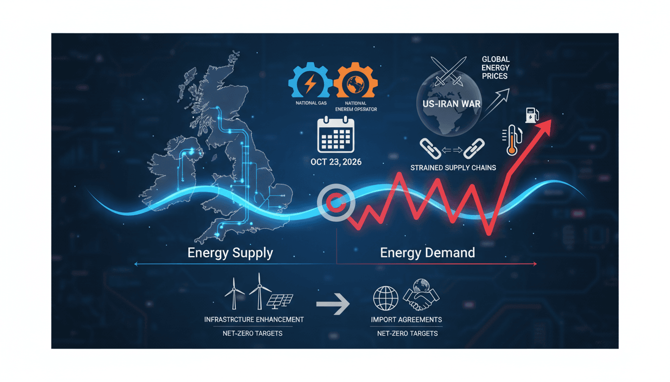 Infographic showing UK energy supply and demand balance for winter 2026/27.