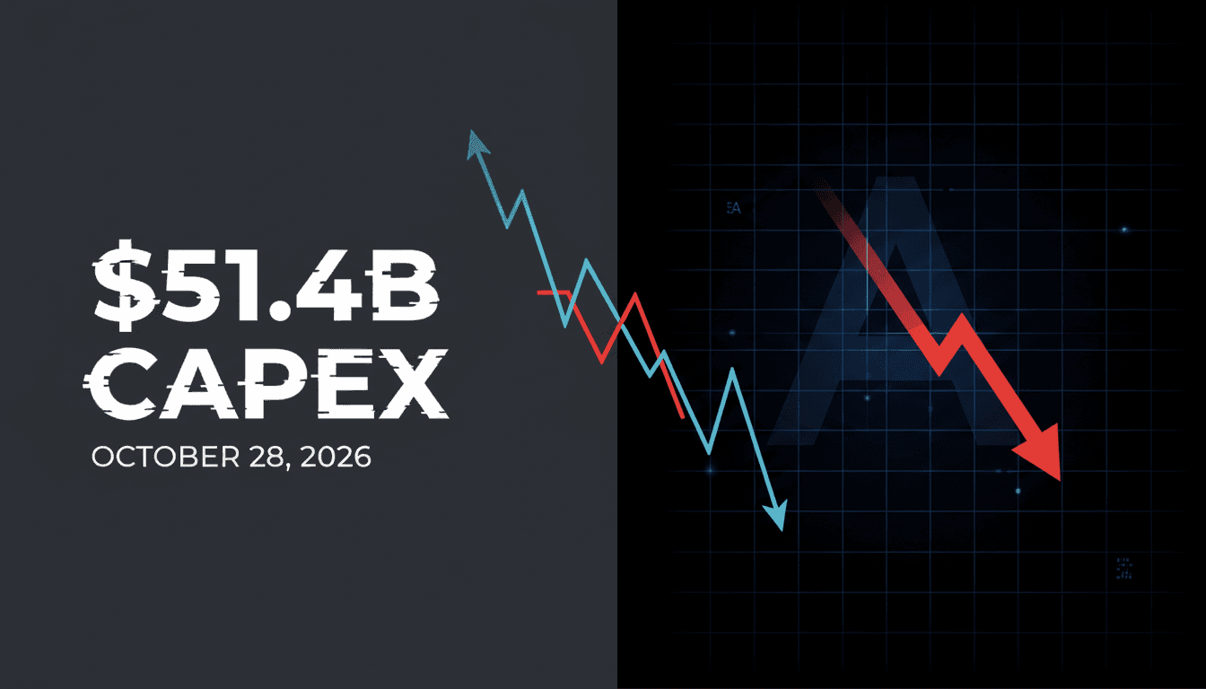 Minimalist financial graphic displaying Alphabet capital expenditure numbers and stock market charts