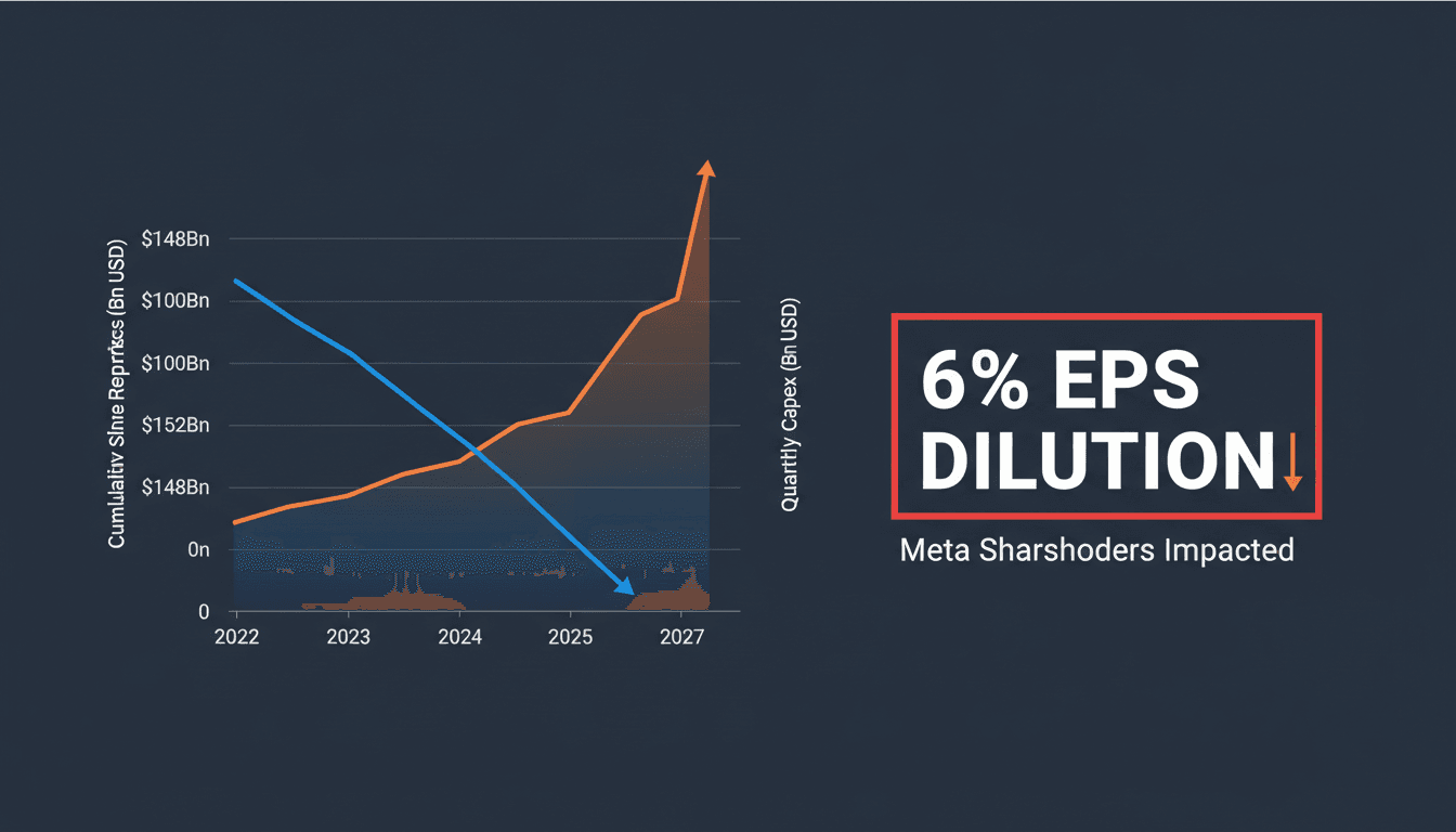 Data chart illustrating Meta Platforms 100 billion equity offering and six percent earnings per share dilution