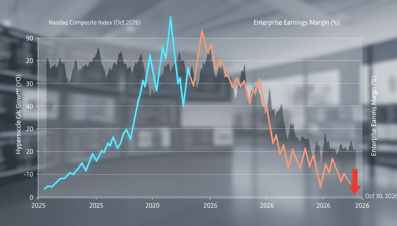 Line chart showing hyperscaler capital expenditure divergence from corporate earnings during the October 2026 tech selloff