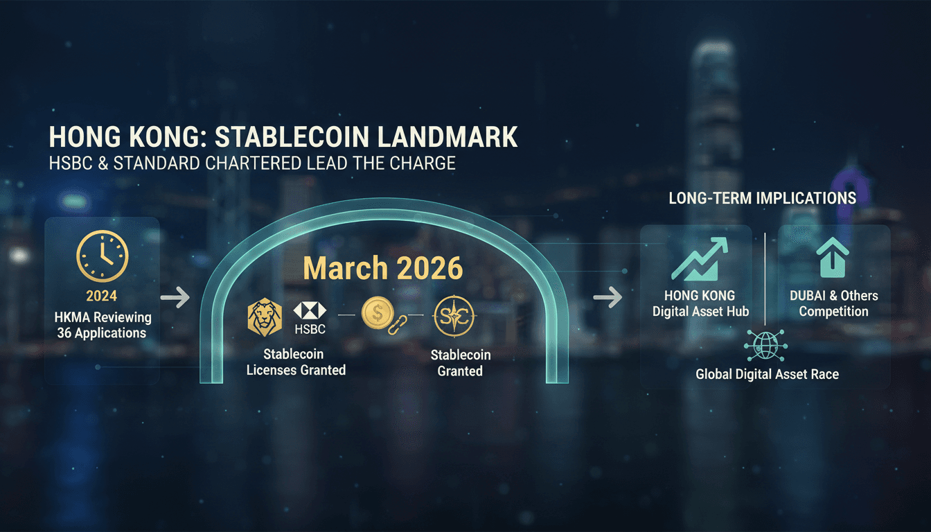 Hong Kong to Issue First Stablecoin Licenses to HSBC and Standard Chartered in March 2026