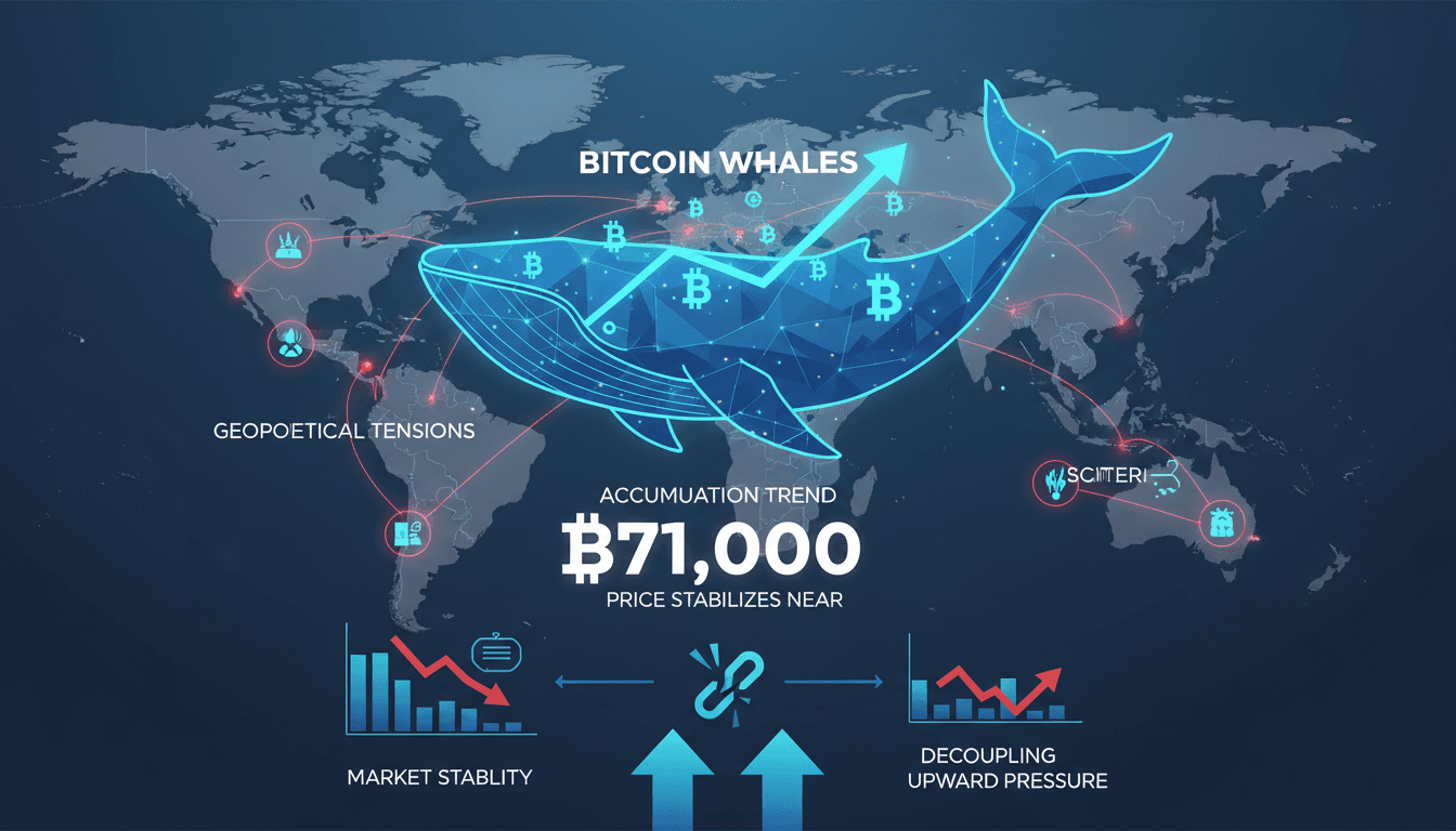 Bitcoin Whales Increase Accumulation as Price Stabilizes Near $71,000 Amid Geopolitical Tensions