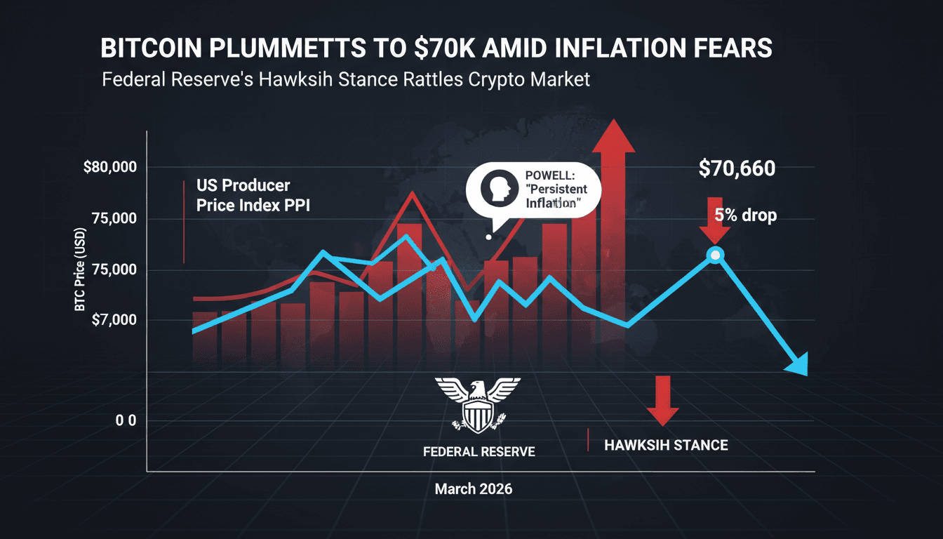 Bitcoin Price Drops to $70,000 Amid Rising Inflation Concerns and Federal Reserve's Hawkish Stance