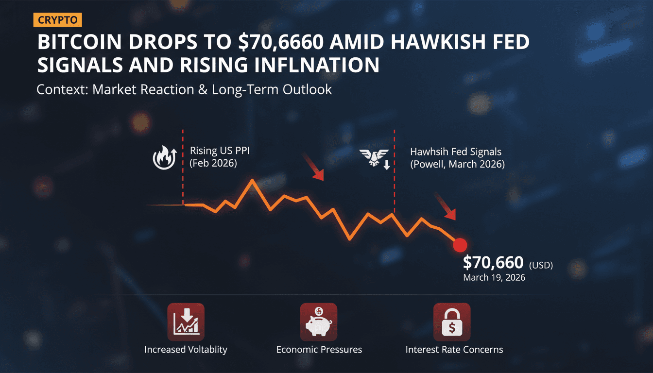 Bitcoin Drops to $70,660 Amid Hawkish Fed Signals and Rising Inflation