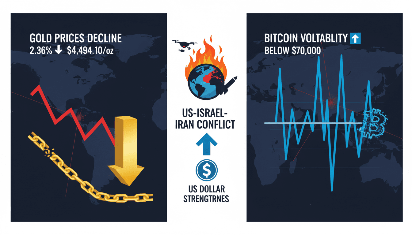 Gold Prices Decline and Bitcoin Volatility Increases Amid Ongoing US-Israel-Iran Conflict