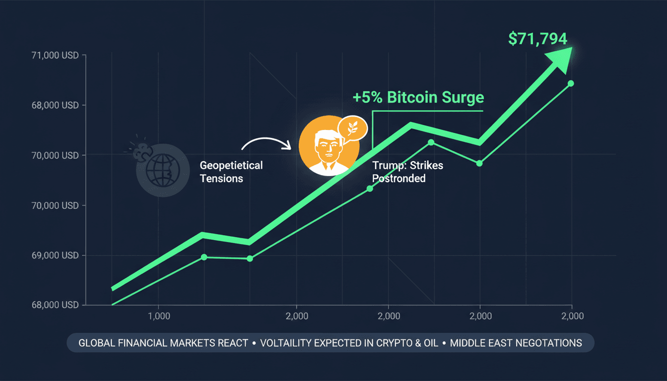 Bitcoin Rises Over 5% Following Trump's Postponement of Iranian Strikes