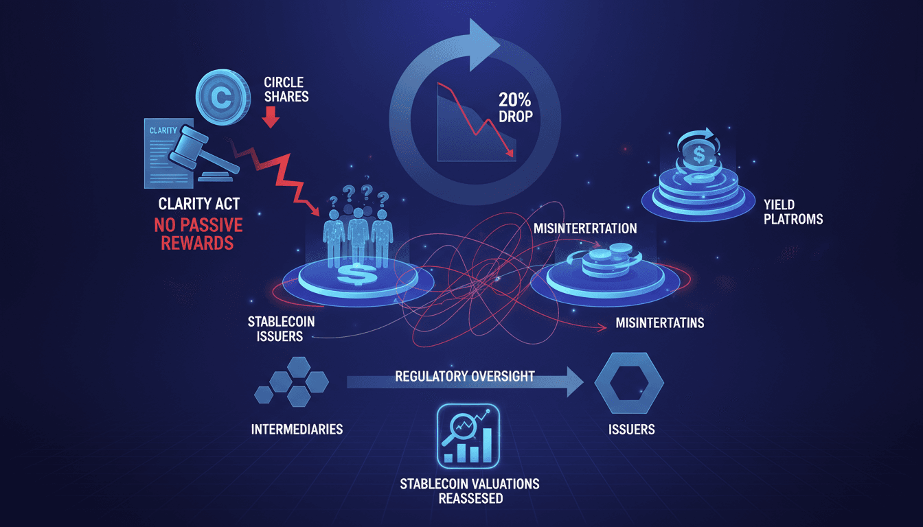 Circle Shares Drop 20% Amid Misinterpretation of CLARITY Act Yield Restrictions