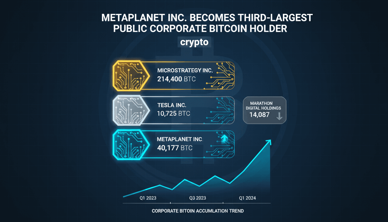 Metaplanet Inc. Becomes Third-Largest Publicly Traded Corporate Bitcoin Holder