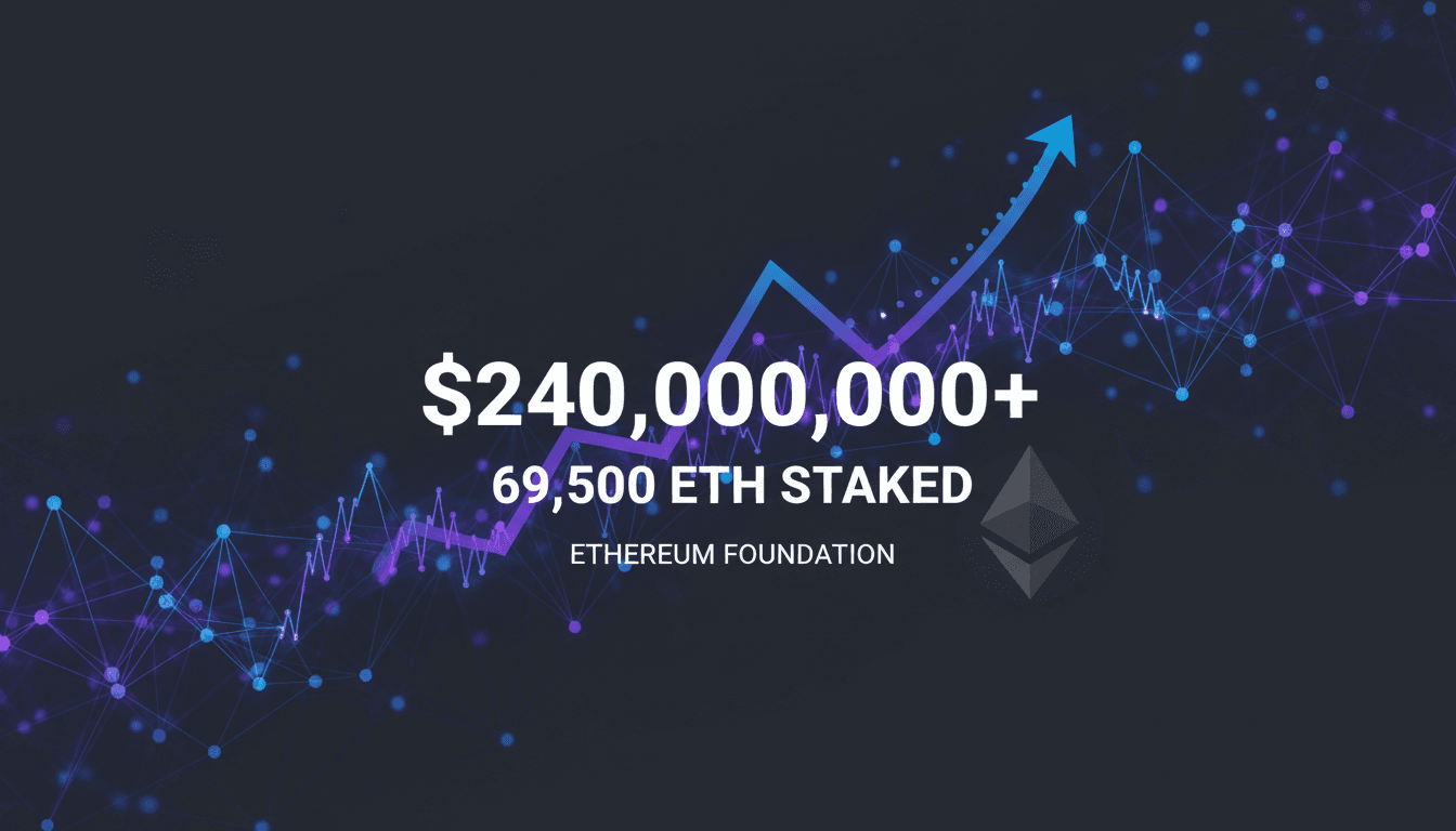 Ethereum Foundation Approaches 70,000 ETH Staked for Treasury Strategy