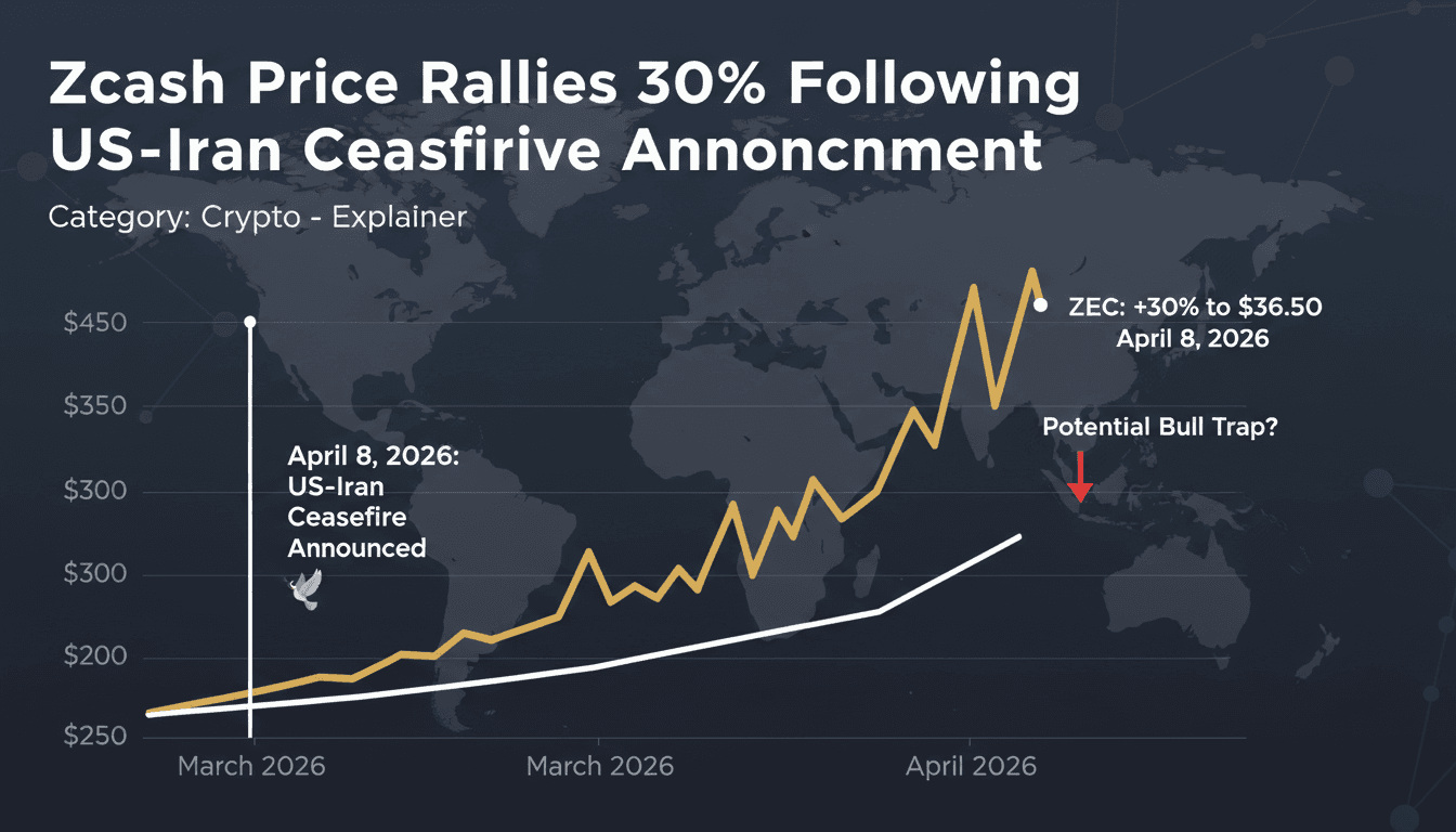 Zcash Price Rallies 30% Following US-Iran Ceasefire Announcement