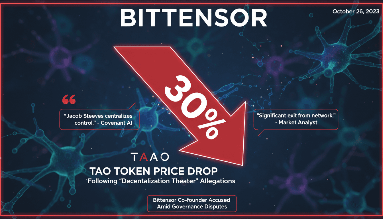 Bittensor TAO Token Experiences 30% Drop Following Decentralization Theater Allegations