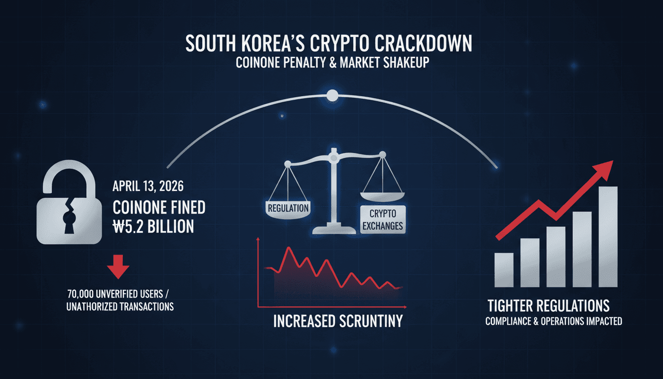 South Korea fines Coinone 5.2 billion won for AML violations and imposes business suspension