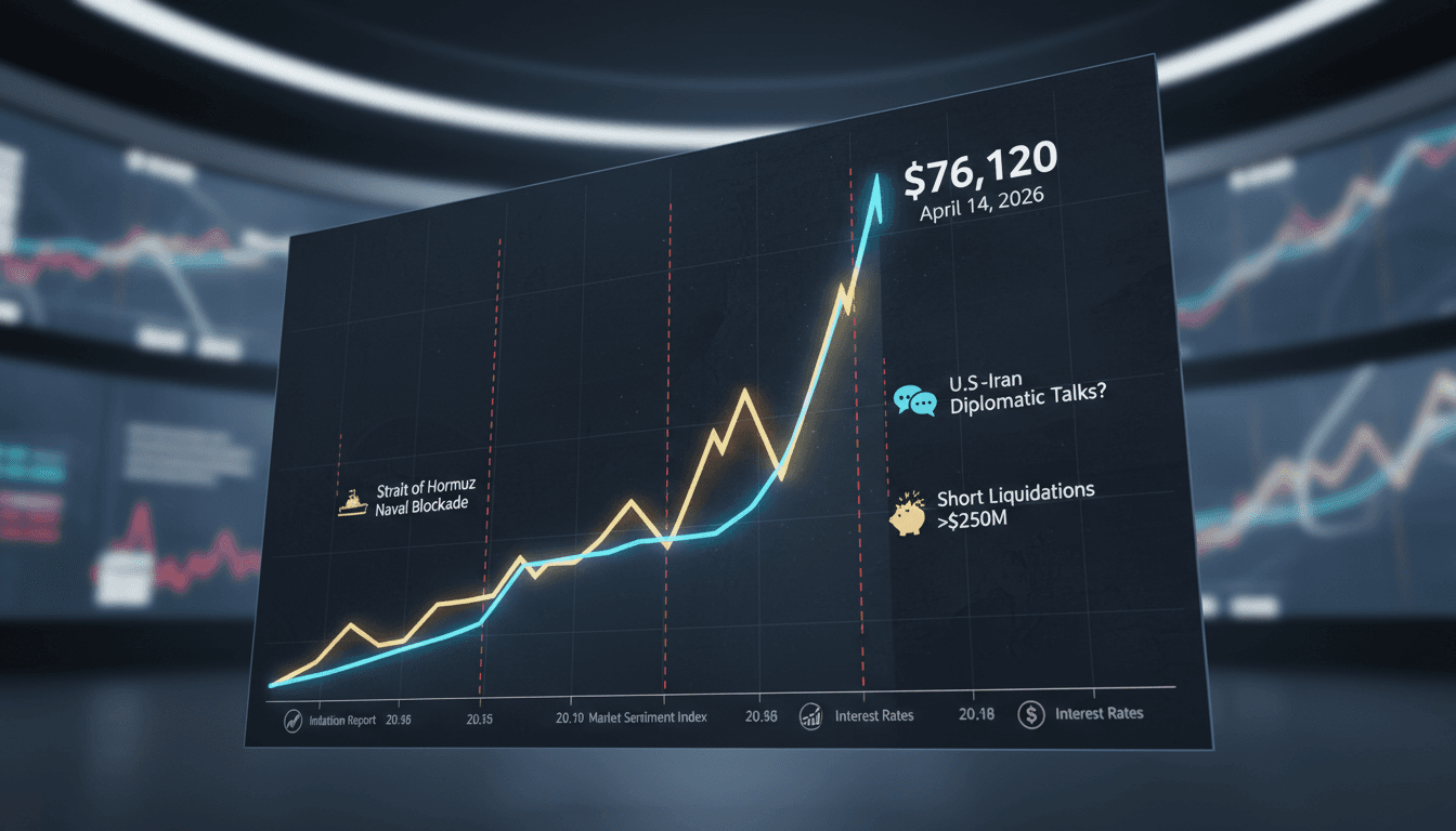 Bitcoin Peaks at $76,120 Amid Geopolitical Tensions and Short Liquidations