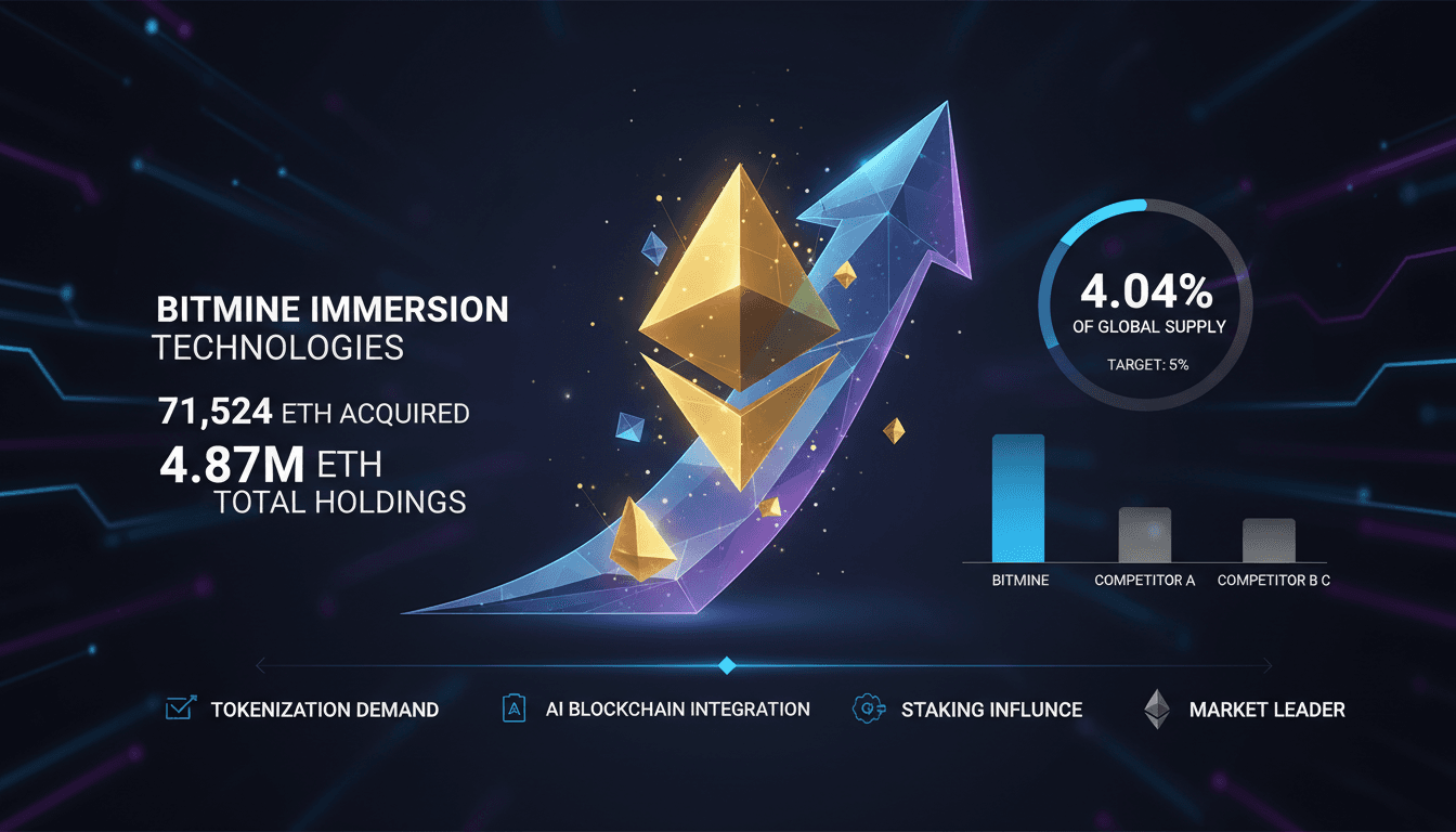 Bitmine Immersion Technologies Increases Ethereum Holdings to Nearly 5% of Supply