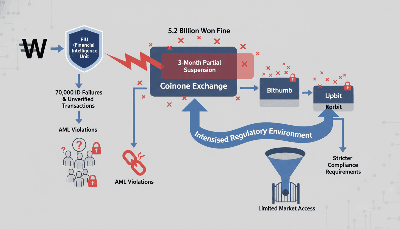 South Korea's FIU Fines Coinone 5.2 Billion Won for AML Violations
