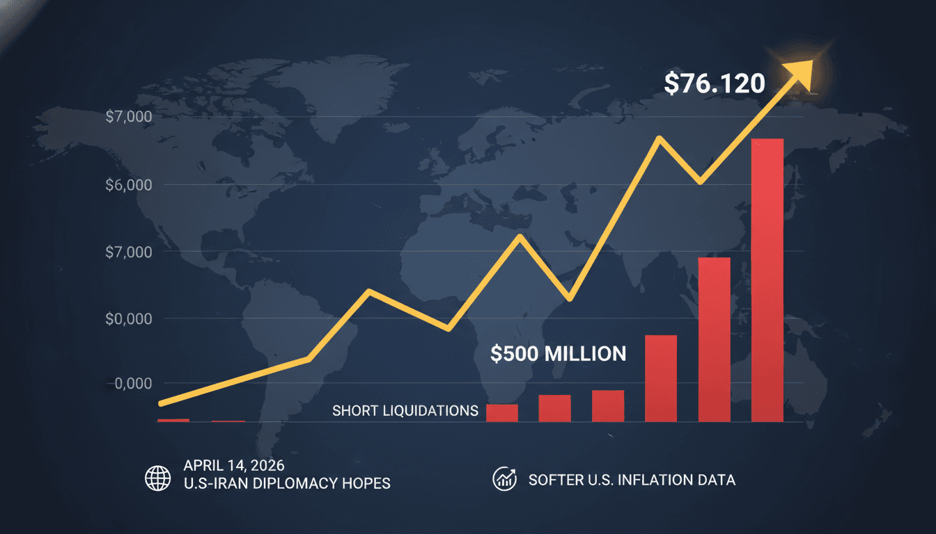 Bitcoin Reaches $76,120 Amid Geopolitical Optimism Leading to $500 Million in Short Liquidations