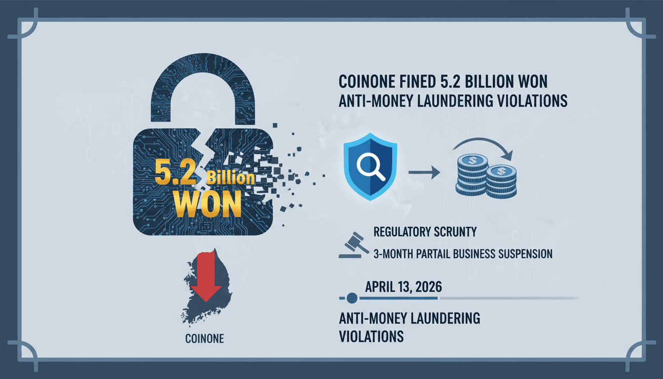 Coinone Fined 5.2 Billion Won for Anti-Money Laundering Violations