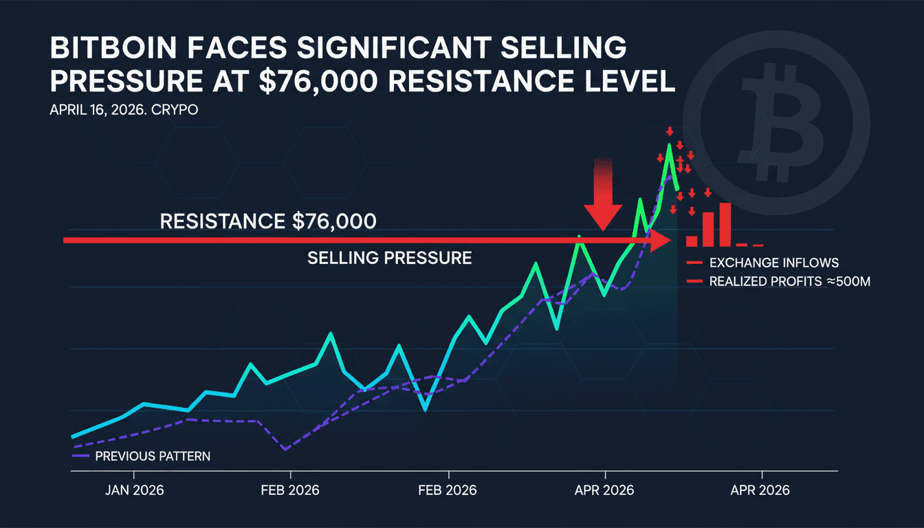Bitcoin Faces Significant Selling Pressure at $76,000 Resistance Level